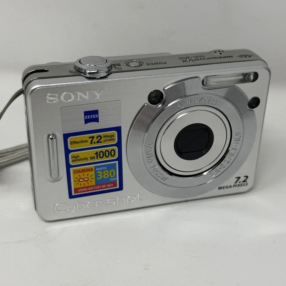 Sony Cybershot DSC-W55 7.2MP Black Digital Camera, Battery Charger, Case, 16 GB